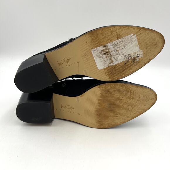 Lord & Taylor 424 Fifth Suede Leather Oxford Rose Black Grommet Details Punk - Picture 7 of 9